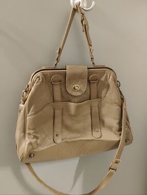 Comptoir Des Cotonniers Taupe Leather Doctor Bag Leather Crossbody Satchel Purse